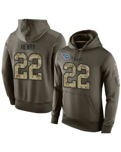 NFL Men's Tennessee Titans #22 Derrick Henry Stitched Green Olive Salute To Service KO Performance Hoodie