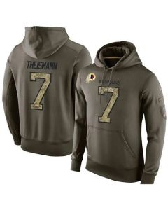 NFL Men's Washington Redskins #7 Joe Theismann Stitched Green Olive Salute To Service KO Performance Hoodie