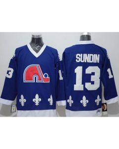 Nordiques #13 Mats Sundin Blue CCM Throwback Stitched NHL Jersey