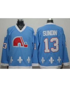 Nordiques #13 Mats Sundin Light Blue CCM Throwback Stitched NHL Jersey