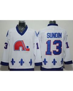 Nordiques #13 Mats Sundin White CCM Throwback Stitched NHL Jersey