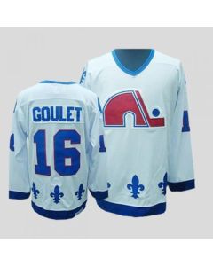 Nordiques #16 Michel Goulet Stitched CCM Throwback White NHL Jersey