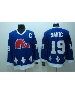 Nordiques #19 Joe Sakic Stitched CCM Throwback Blue NHL Jersey