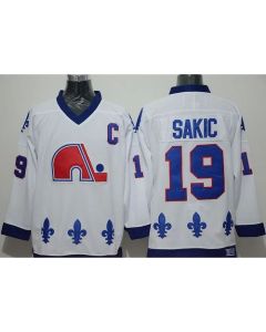 Nordiques #19 Joe Sakic Whtie CCM Throwback Stitched NHL Jersey