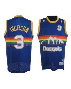 Nuggets #3 Allen Iverson Light Blue Throwback Stitched NBA Jersey