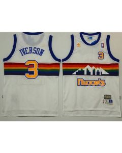 Nuggets #3 Allen Iverson White Throwback Stitched NBA Jersey