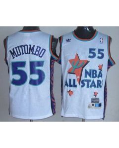 Nuggets #55 Dikembe Mutombo White 1995 All Star Throwback Stitched NBA Jersey