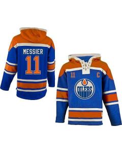 Oilers #11 Mark Messier Light Blue Sawyer Hooded Sweatshirt Stitched NHL Jersey