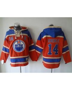 Oilers #14 Jordan Eberle Orange Sawyer Hooded Sweatshirt Stitched NHL Jersey