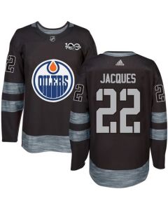 Oilers #22 Jean-Francois Jacques Black 1917-2017 100th Anniversary Stitched NHL Jersey