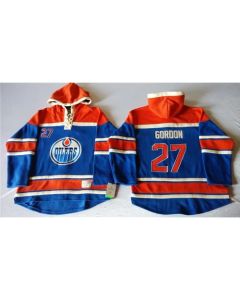 Oilers #27 Boyd Gordon Light Blue Sawyer Hooded Sweatshirt Stitched NHL Jersey