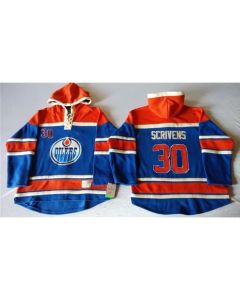 Oilers #30 Ben Scrivens Light Blue Sawyer Hooded Sweatshirt Stitched NHL Jersey