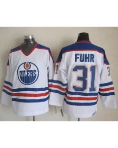 Oilers #31 Grant Fuhr White CCM Throwback Stitched NHL Jersey