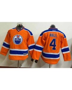 Oilers #4 Taylor Hall Orange Stitched Youth NHL Jersey
