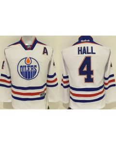 Oilers #4 Taylor Hall White Stitched Youth NHL Jersey