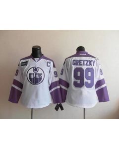 Oilers #99 Wayne Gretzky White/Purple Women's Thanksgiving Edition Stitched NHL Jersey
