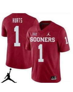 Oklahoma Sooners #1 Jalen Hurts Red Stitched NCAA Jersey