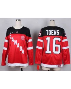 Olympic CA. #16 Jonathan Toews Red 100th Anniversary Women's Stitched NHL Jersey
