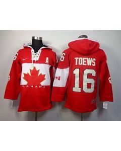 Olympic CA. #16 Jonathan Toews Red Sawyer Hooded Sweatshirt Stitched NHL Jersey