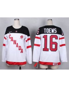 Olympic CA. #16 Jonathan Toews White 100th Anniversary Women's Stitched NHL Jersey