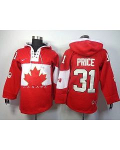 Olympic CA. #31 Carey Price Red Sawyer Hooded Sweatshirt Stitched NHL Jersey