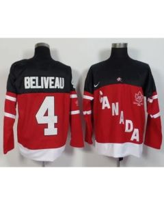 Olympic CA. #4 Jean Beliveau Red 100th Anniversary Stitched NHL Jersey