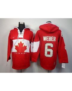Olympic CA. #6 Shea Weber Red Sawyer Hooded Sweatshirt Stitched NHL Jersey