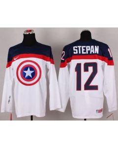 Olympic Team USA #12 Derek Stepan White Captain America Fashion Stitched NHL Jersey