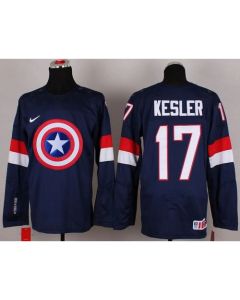 Olympic Team USA #17 Ryan Kesler Navy Blue Captain America Fashion Stitched NHL Jersey