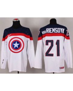 Olympic Team USA #21 James van Riemsdyk White Captain America Fashion Stitched NHL Jersey