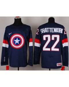 Olympic Team USA #22 Kevin Shattenkirk Navy Blue Captain America Fashion Stitched NHL Jersey