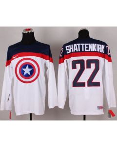 Olympic Team USA #22 Kevin Shattenkirk White Captain America Fashion Stitched NHL Jersey