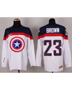 Olympic Team USA #23 Dustin Brown White Captain America Fashion Stitched NHL Jersey