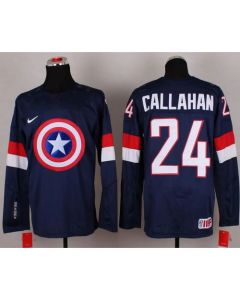 Olympic Team USA #24 Ryan Callahan Navy Blue Captain America Fashion Stitched NHL Jersey