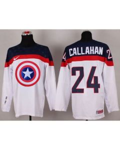 Olympic Team USA #24 Ryan Callahan White Captain America Fashion Stitched NHL Jersey