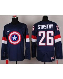 Olympic Team USA #26 Paul Stastny Navy Blue Captain America Fashion Stitched NHL Jersey