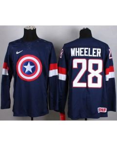 Olympic Team USA #28 Blake Wheeler Navy Blue Captain America Fashion Stitched NHL Jersey