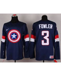 Olympic Team USA #3 Cam Fowler Navy Blue Captain America Fashion Stitched NHL Jersey