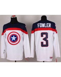 Olympic Team USA #3 Cam Fowler White Captain America Fashion Stitched NHL Jersey