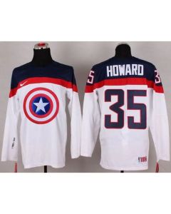 Olympic Team USA #35 Jimmy Howard White Captain America Fashion Stitched NHL Jersey