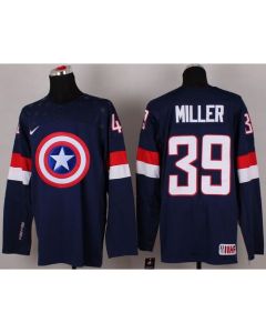Olympic Team USA #39 Ryan Miller Navy Blue Captain America Fashion Stitched NHL Jersey