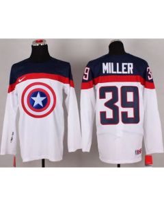 Olympic Team USA #39 Ryan Miller White Captain America Fashion Stitched NHL Jersey