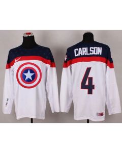 Olympic Team USA #4 John Carlson White Captain America Fashion Stitched NHL Jersey