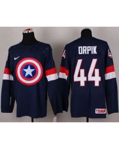 Olympic Team USA #44 Brooks Orpik Navy Blue Captain America Fashion Stitched NHL Jersey