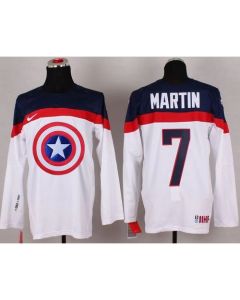 Olympic Team USA #7 Paul Martin White Captain America Fashion Stitched NHL Jersey