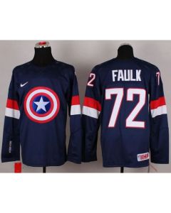 Olympic Team USA #72 Justin Faulk Navy Blue Captain America Fashion Stitched NHL Jersey