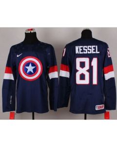 Olympic Team USA #81 Phil Kessel Navy Blue Captain America Fashion Stitched NHL Jersey