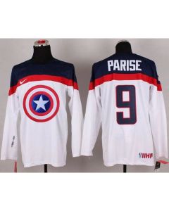 Olympic Team USA #9 Zach Parise White Captain America Fashion Stitched NHL Jersey