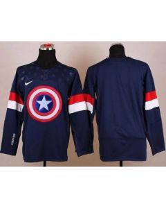Olympic Team USA Blank Navy Blue Captain America Fashion Stitched NHL Jersey