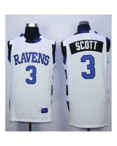 One Tree Hill Ravens #3 Lucas Scott White Stitched Basketball Jersey